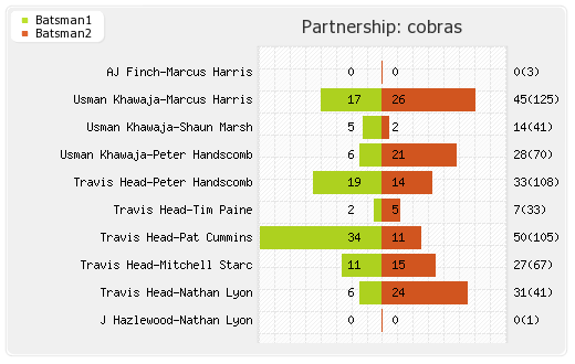 Cobras vs Otago Volts  4th T20 Partnerships Graph